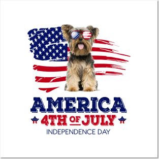 Yorkie Flag USA - America 4th Of July Independence Day Posters and Art